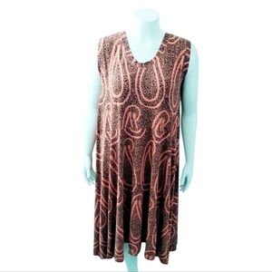 Masai Women's Viscose Sleeveless Paisley Resort Flare‎ Lounge Midi Dress size L